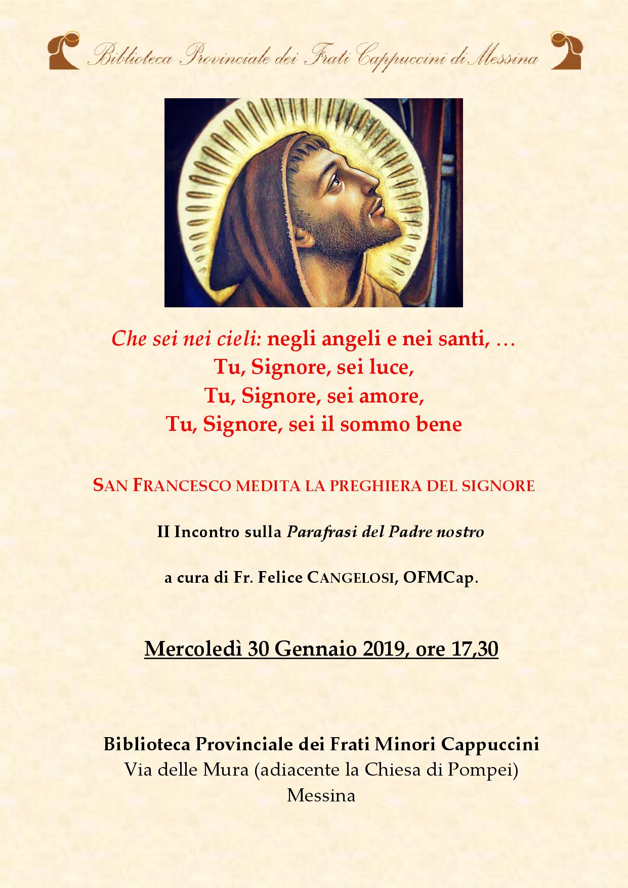 San Francesco medita la preghiera del Signore