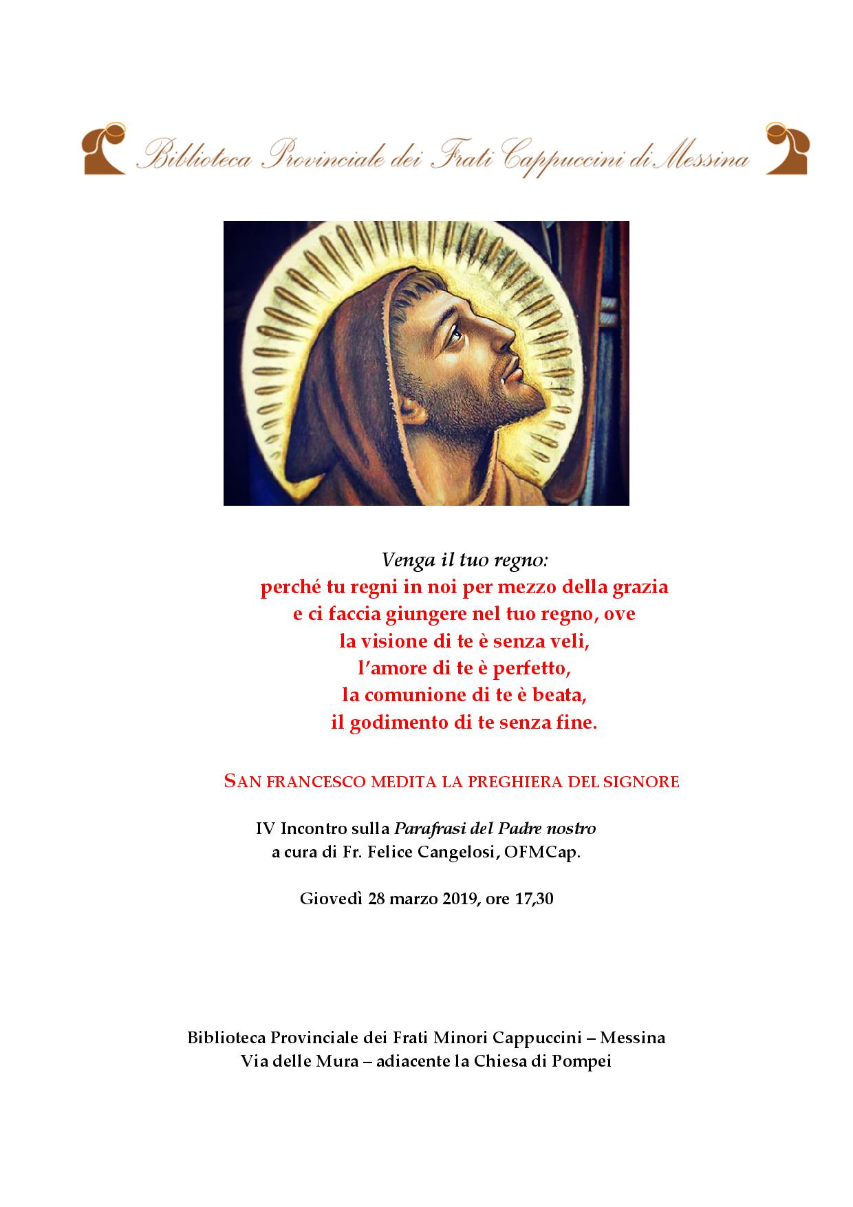 San Francesco medita la preghiera del Signore 
