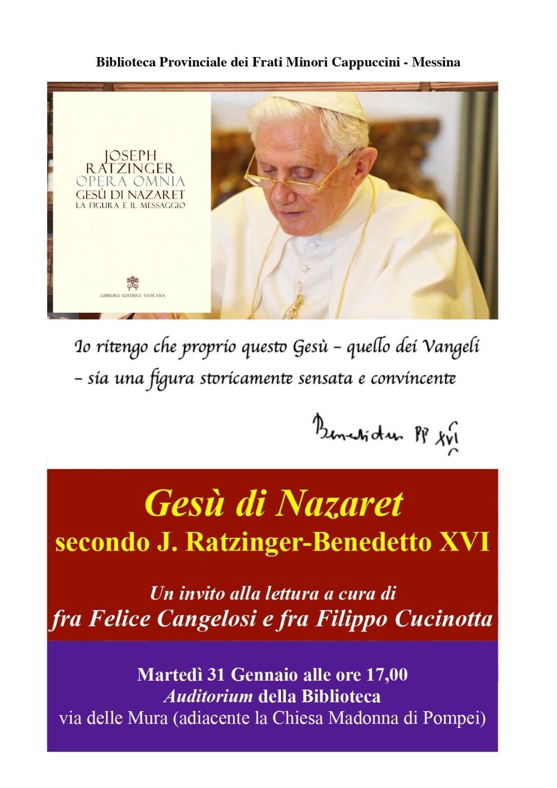 Gesu di Nazaret secondo J. Ratzinger-Benedetto XVI